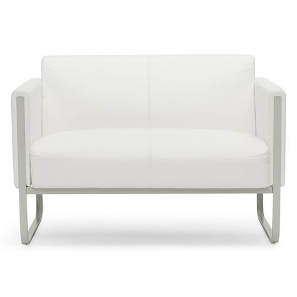 hjh OFFICE Loungesofa ARUBA Gestell lichtgrau Kunstleder, 2-Sitzer, weiß Produktabbildung: hjh OFFICE Loungesofa ARUBA Gestell lichtgrau Kunstleder, 2-Sitzer, weiß