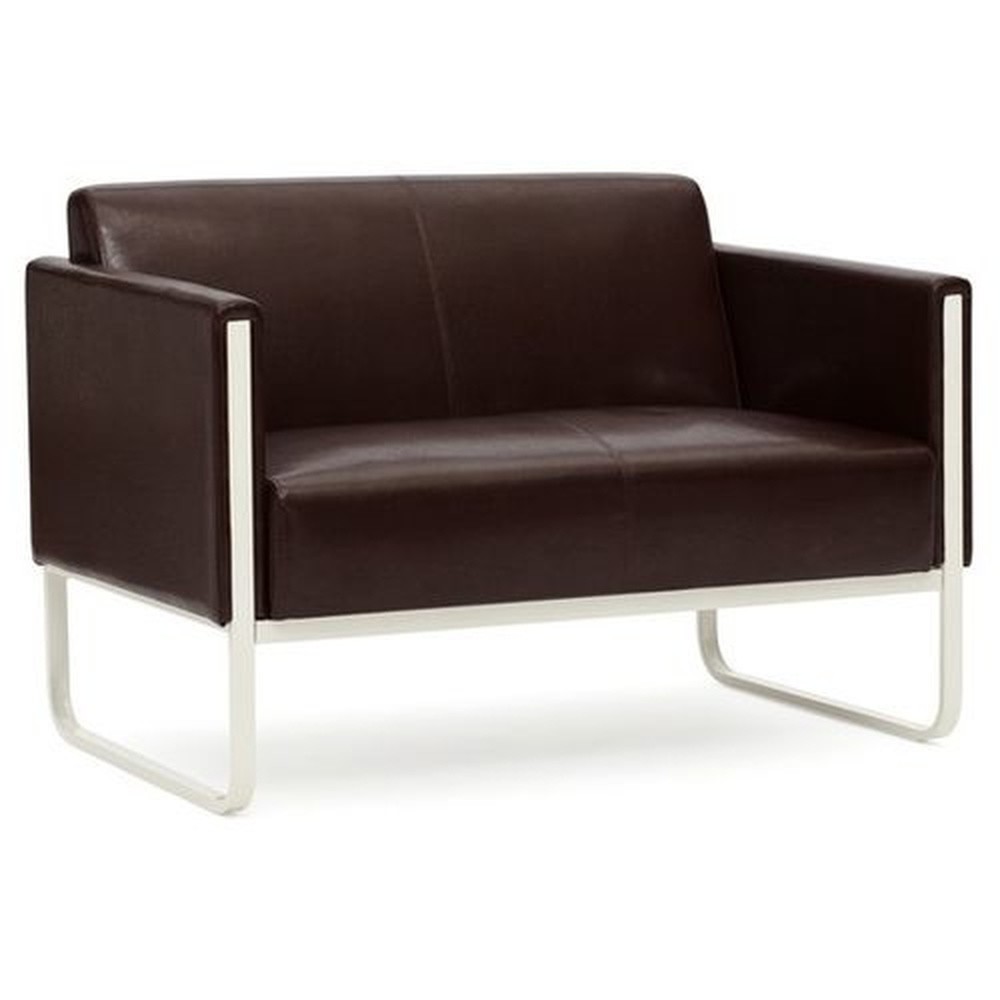 Produktabbildung Nr. 3: hjh OFFICE Loungesofa ARUBA Gestell lichtgrau Kunstleder, 2-Sitzer, braun