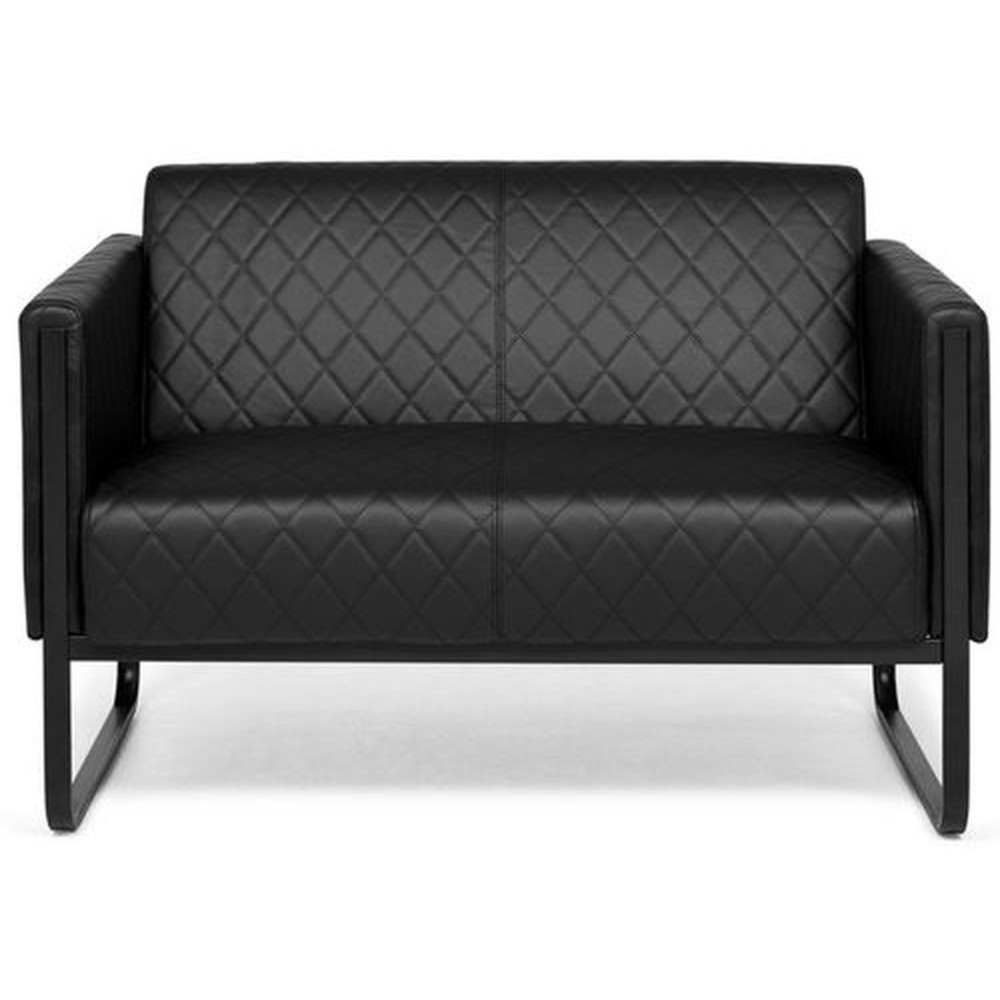 Produktabbildung: hjh OFFICE Loungesofa ARUBA BLACK Gestell schwarz Kunstleder, 2-Sitzer, schwarz