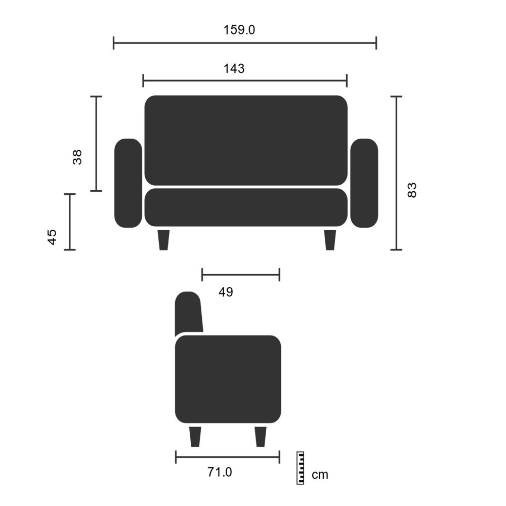 Produktabbildung Nr. 2: hjh OFFICE Loungesofa ARUBA STEP Gestell lichtgrau Kunstleder, 3-Sitzer, schwarz