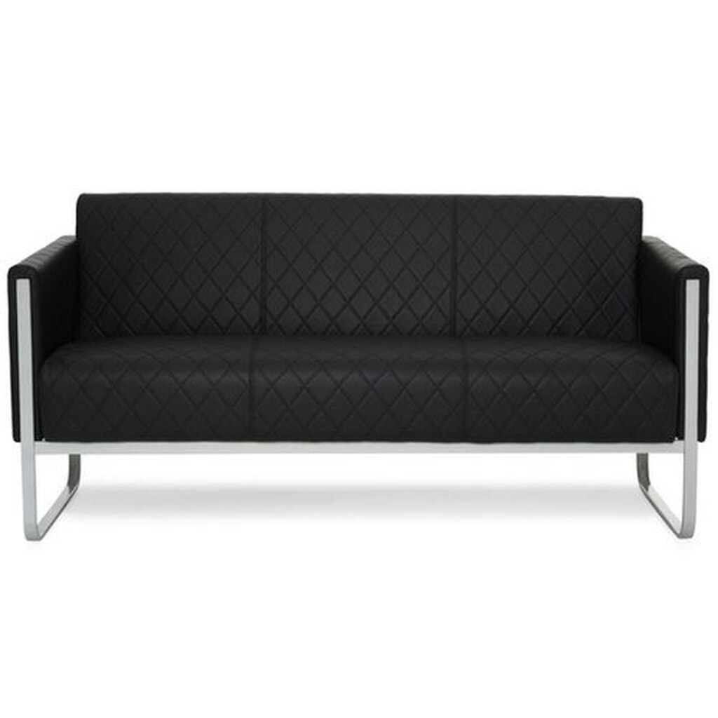 Produktabbildung: hjh OFFICE Loungesofa ARUBA STEP Gestell lichtgrau Kunstleder, 3-Sitzer, schwarz