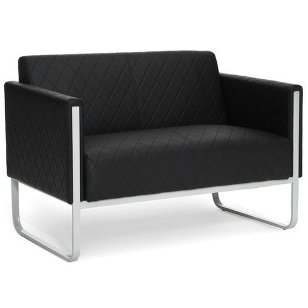 Produktabbildung Nr. 3: hjh OFFICE Loungesofa ARUBA STEP Gestell lichtgrau Kunstleder, 2-Sitzer, schwarz