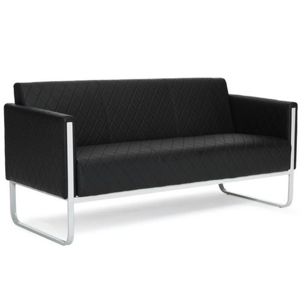 Produktabbildung Nr. 3: hjh OFFICE Loungesofa ARUBA STEP Gestell lichtgrau Kunstleder, 3-Sitzer, schwarz