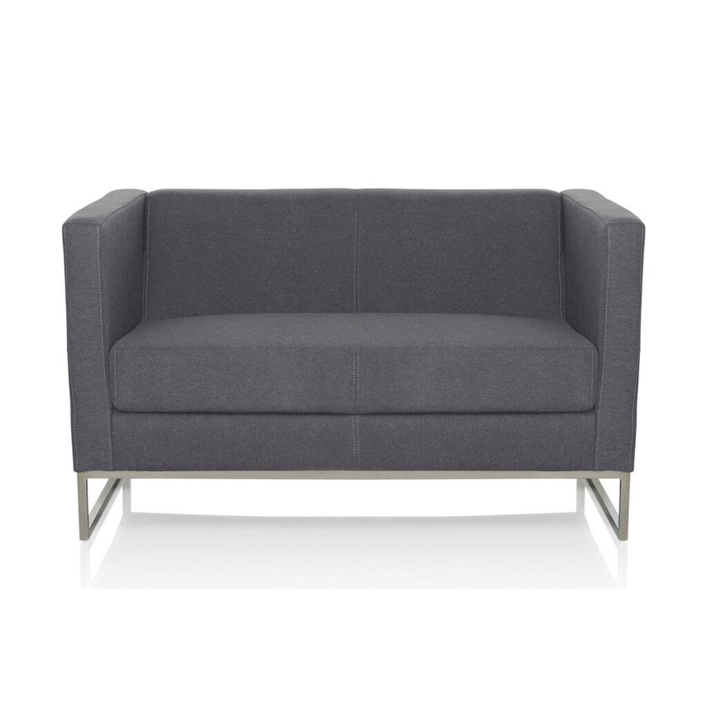hjh OFFICE Loungesofa BARBADOS Gestell Edelstahl Stoff, 2-Sitzer, dunkelgrau Produktabbildung: hjh OFFICE Loungesofa BARBADOS Gestell Edelstahl Stoff, 2-Sitzer, dunkelgrau