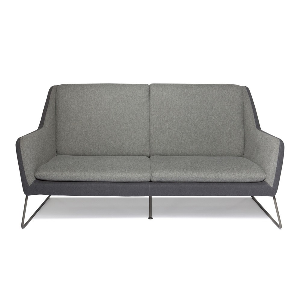 Produktabbildung: hjh OFFICE Loungesofa LAGUN Kufengestell, 3-Sitzer, hellgrau/dunkelgrau