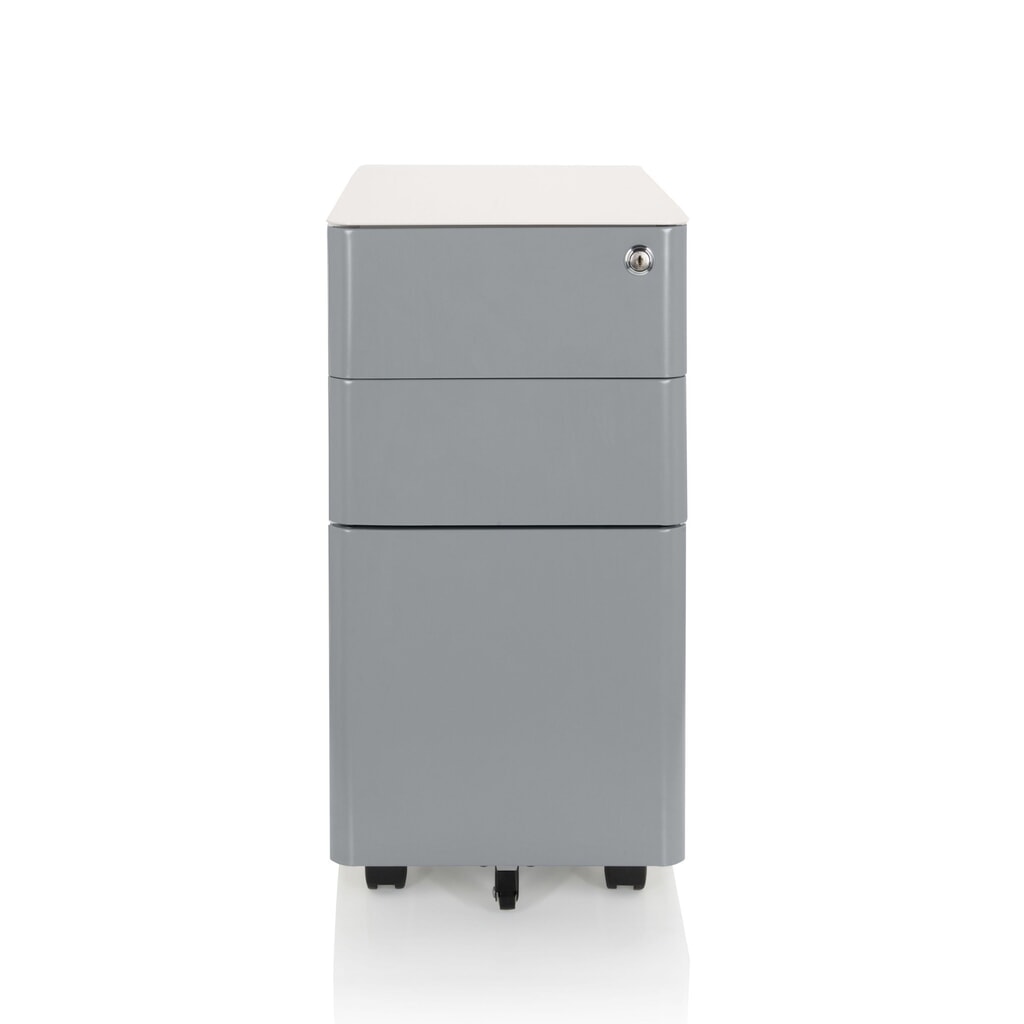 hjh OFFICE Rollcontainer COLOR I Metall, weiß / grau Produktabbildung Nr. 1: hjh OFFICE Rollcontainer COLOR I Metall, weiß / grau
