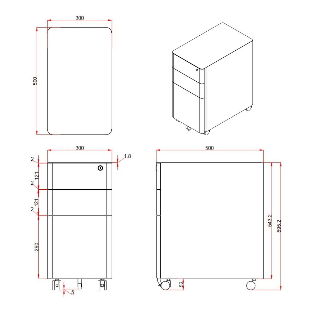 Produktabbildung Nr. 2: hjh OFFICE Rollcontainer COLOR I Metall, weiß / grau