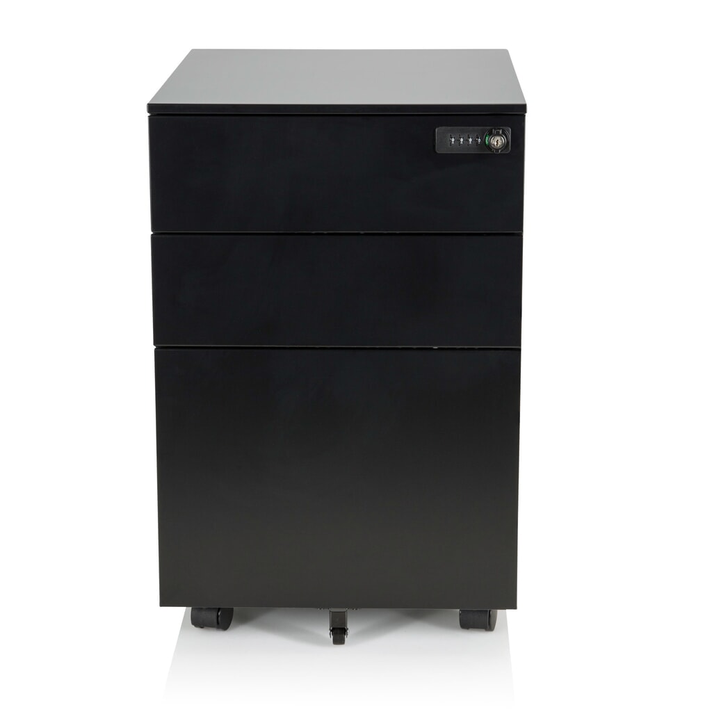 hjh OFFICE Rollcontainer COLOR OS I Metall, schwarz mit Zahlenschloss Produktabbildung Nr. 1: hjh OFFICE Rollcontainer COLOR OS I Metall, schwarz mit Zahlenschloss