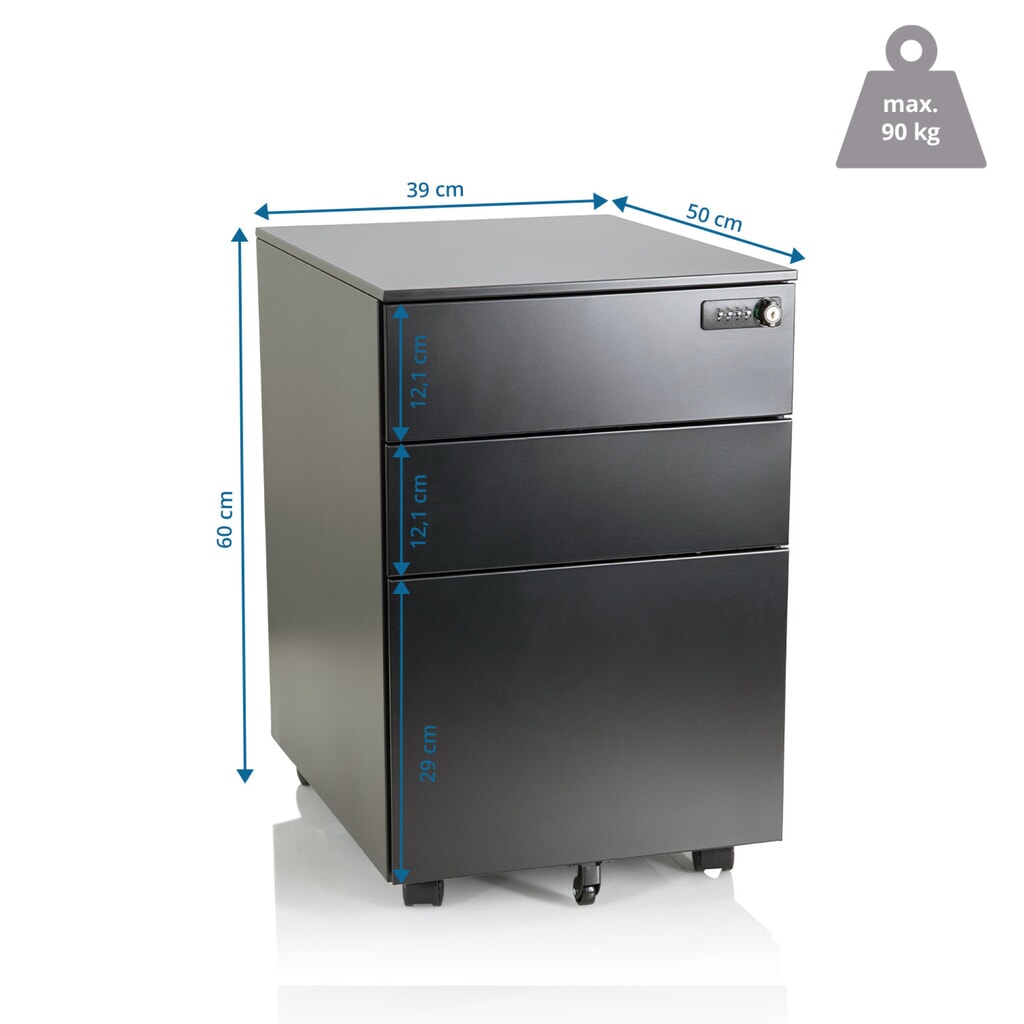Produktabbildung Nr. 6: hjh OFFICE Rollcontainer COLOR OS I Metall, schwarz mit Zahlenschloss