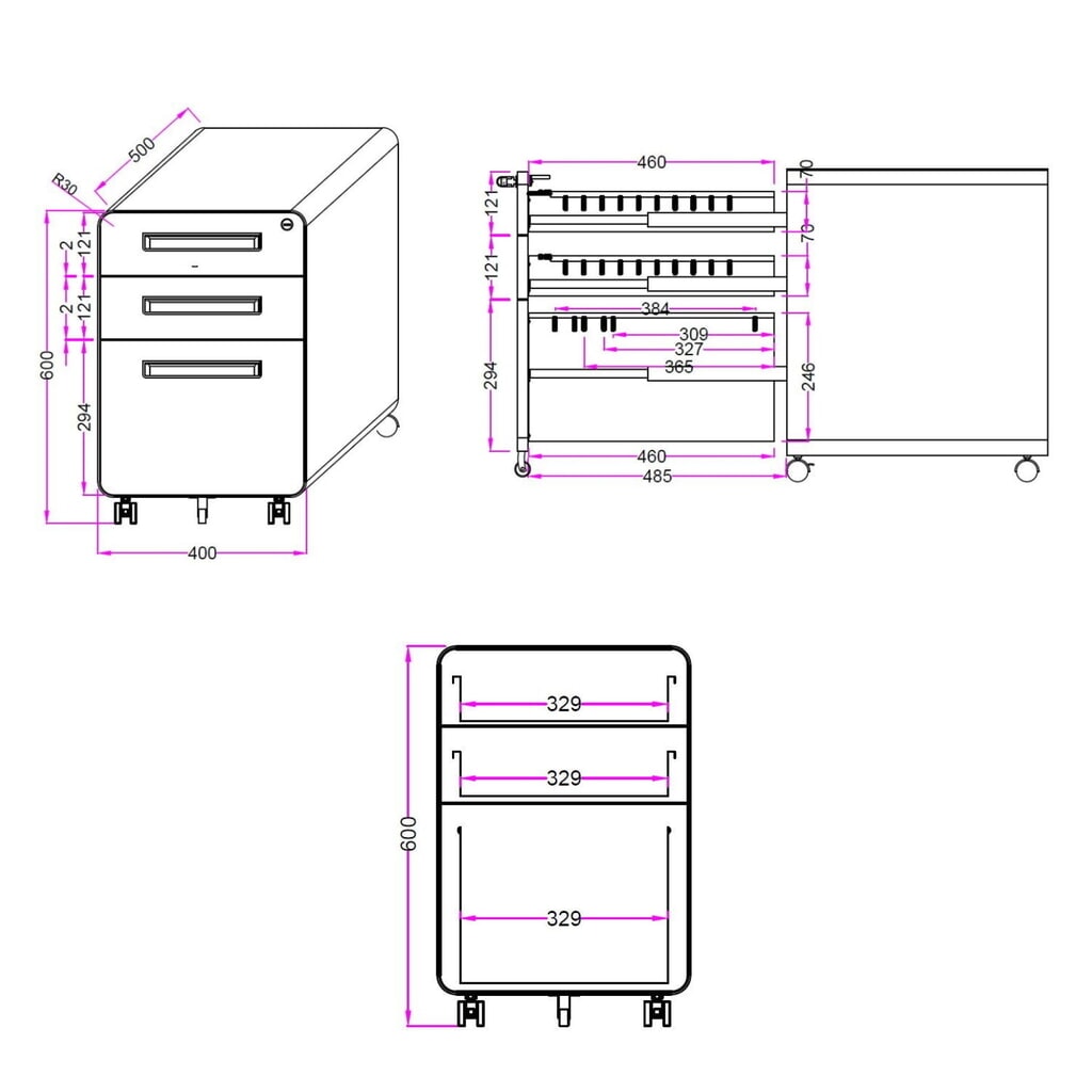 Produktabbildung Nr. 2: hjh OFFICE Rollcontainer COLOR PLUS I Metall, weiß / grau