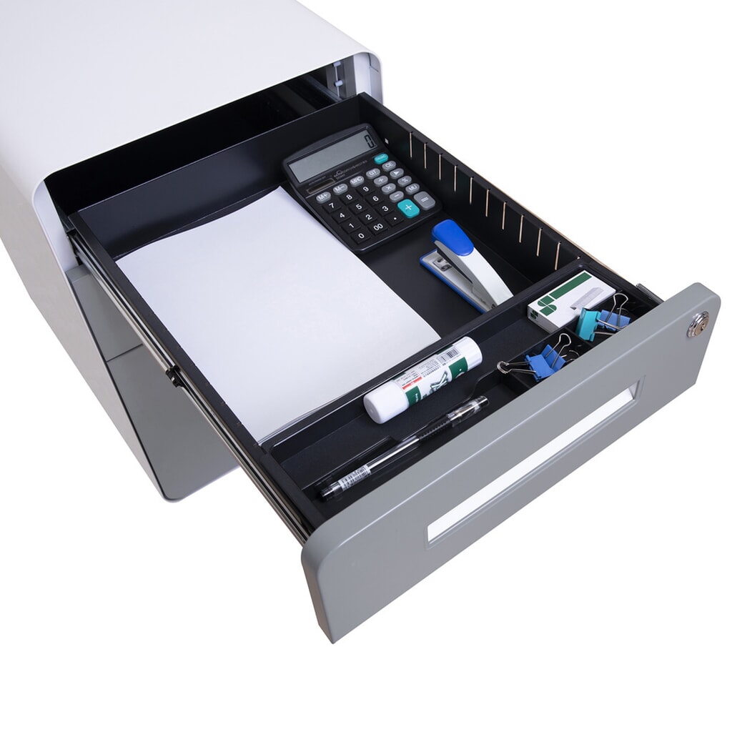hjh OFFICE Rollcontainer COLOR PLUS I Metall, weiß / grau Produktabbildung Nr. 4: hjh OFFICE Rollcontainer COLOR PLUS I Metall, weiß / grau