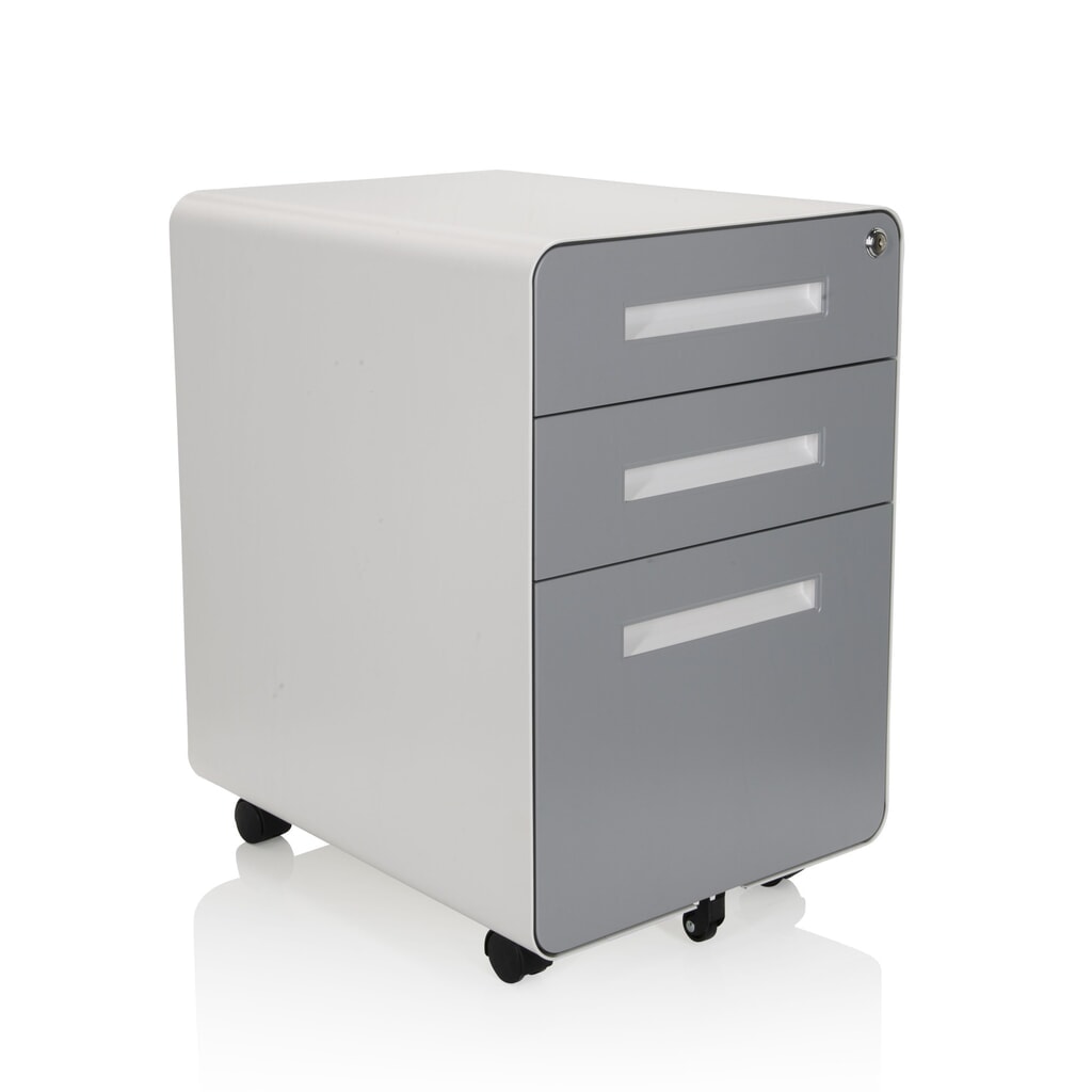 hjh OFFICE Rollcontainer COLOR PLUS I Metall, weiß / grau Produktabbildung Nr. 8: hjh OFFICE Rollcontainer COLOR PLUS I Metall, weiß / grau