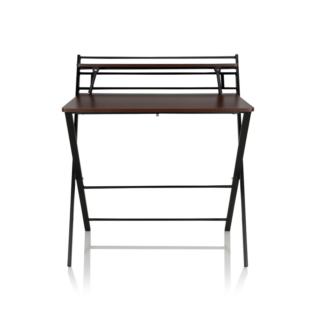 Produktabbildung Nr. 1: hjh OFFICE Schreibtisch / Arbeitstisch EASY CLAP 92 x 84, walnuss / schwarz
