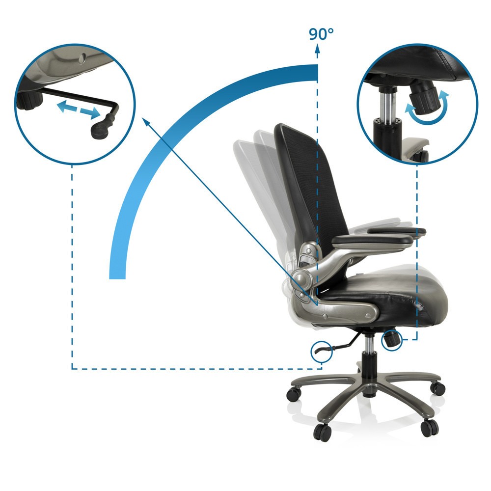 Produktabbildung Nr. 2: hjh OFFICE Schwerlaststuhl / Bürostuhl INSTRUCTOR T I Titan XXL Netzstoff / Kunstleder, schwarz