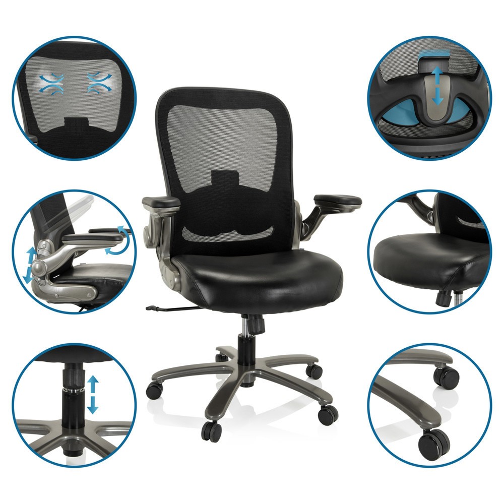 Produktabbildung Nr. 3: hjh OFFICE Schwerlaststuhl / Bürostuhl INSTRUCTOR T I Titan XXL Netzstoff / Kunstleder, schwarz