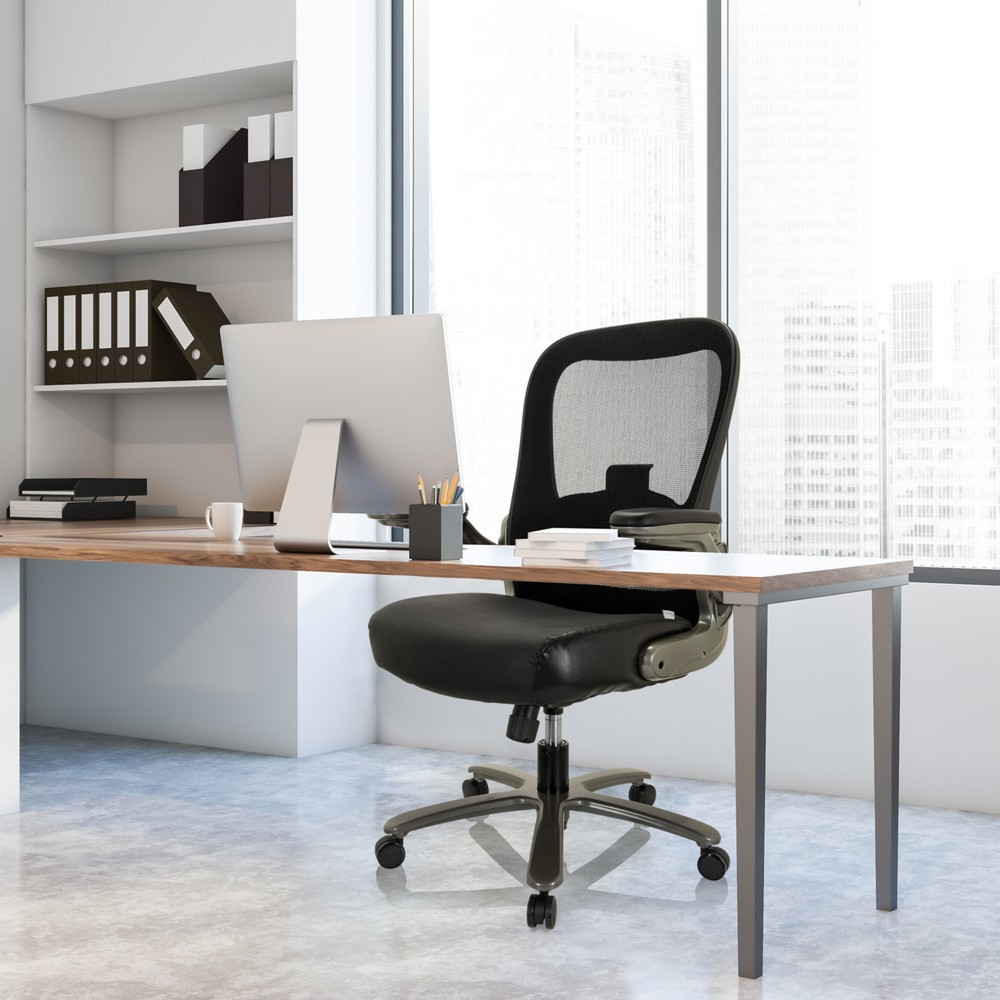 Produktabbildung Nr. 6: hjh OFFICE Schwerlaststuhl / Bürostuhl INSTRUCTOR T I Titan XXL Netzstoff / Leder, schwarz