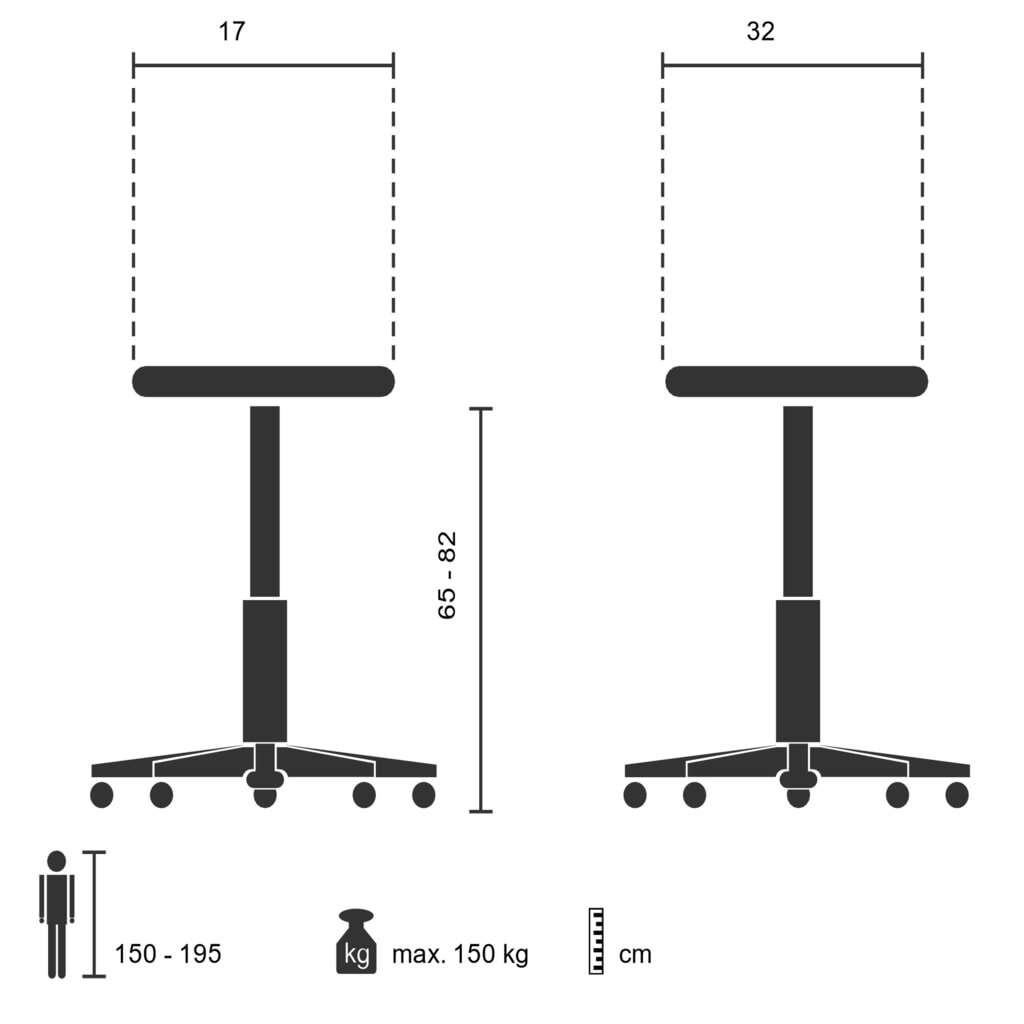 Produktabbildung Nr. 6: hjh OFFICE Stehhilfe / Arbeitsstuhl TOP WORK 33 PU Schaum, Metallgestell, schwarz