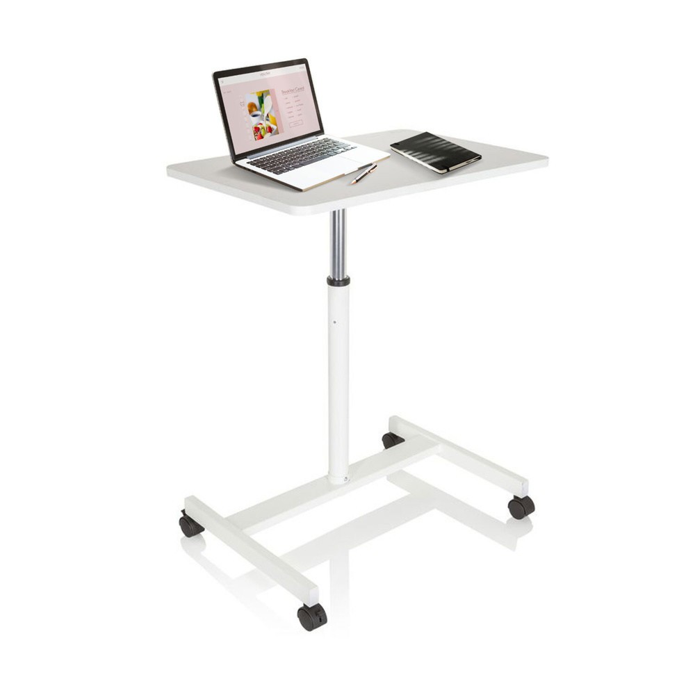 Produktabbildung Nr. 2: hjh OFFICE Stehtisch / Laptopständer STAND VM-SU mit Gasdruckfeder & Rollen, weiß