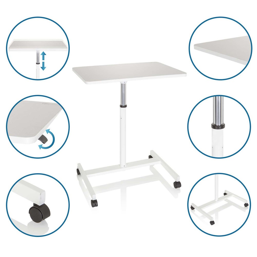 Produktabbildung Nr. 3: hjh OFFICE Stehtisch / Laptopständer STAND VM-SU mit Gasdruckfeder & Rollen, weiß