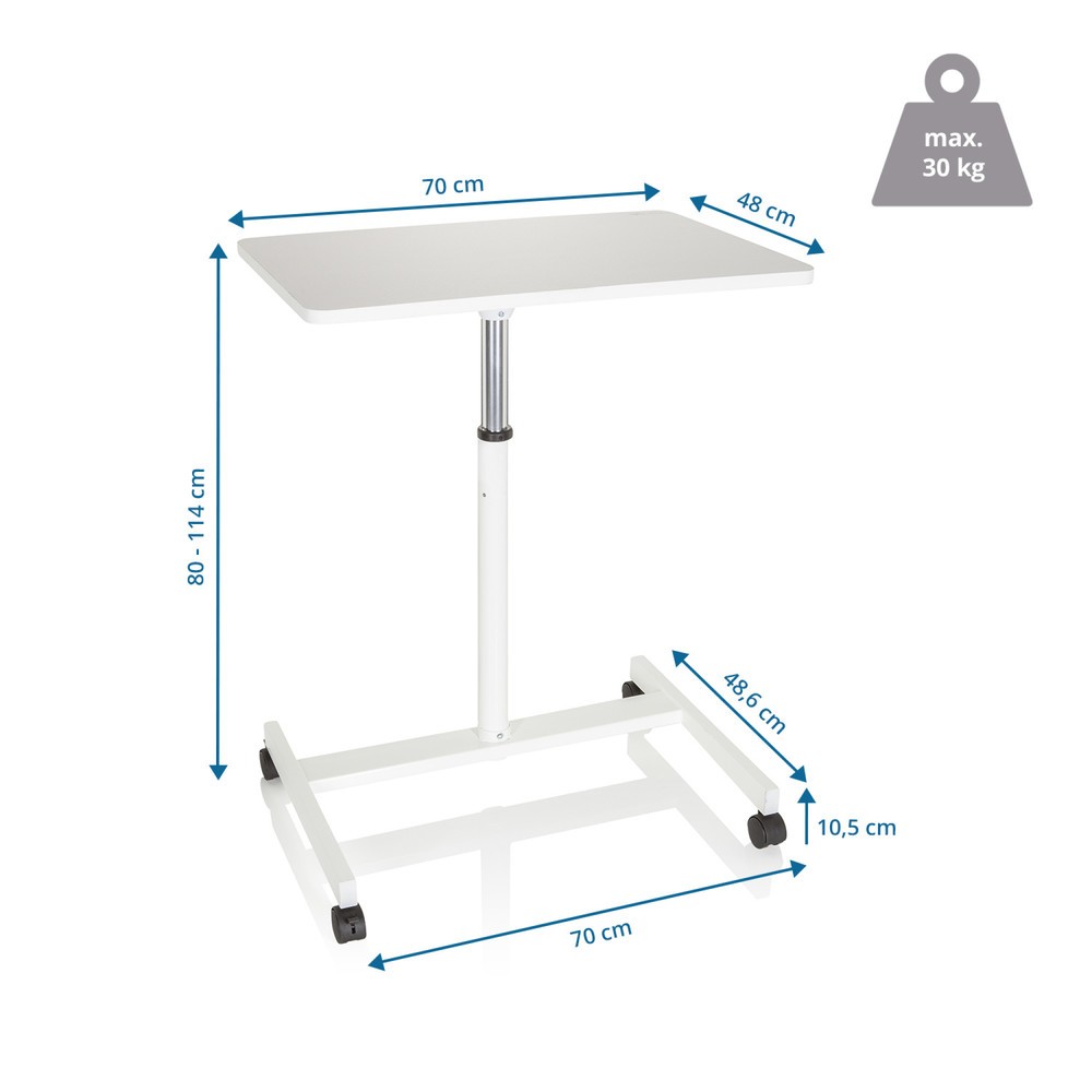 Produktabbildung Nr. 5: hjh OFFICE Stehtisch / Laptopständer STAND VM-SU mit Gasdruckfeder & Rollen, weiß