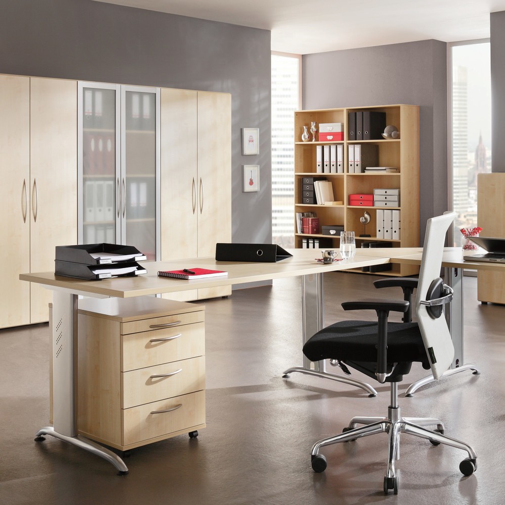Product afbeelding: Hoekblad Akzent, frame met C-voet, bxd 800 x 800 mm, grijs
