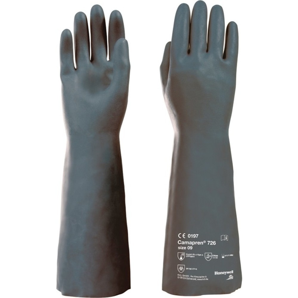 Produktabbildung: HONEYWELL Chemikalienhandschuhe Camapren 726, EN388 / EN374-1, Größe 10 schwarz, PSA-Kategorie III