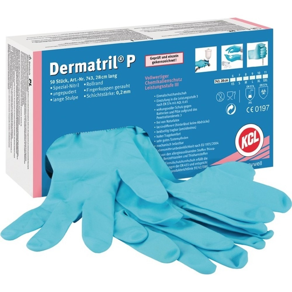 Produktabbildung: HONEYWELL Einw.-Handsch.Dermatril P 743 Gr.9 blau