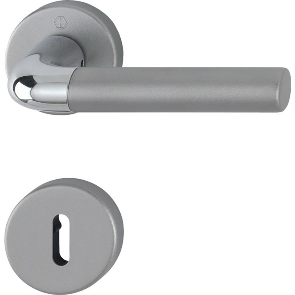 Produktabbildung: HOPPE Rosettengarnitur Bremen 1505/42KV/42KVS, rund OB, Aluminium F49/F9-2, DIN links / rechts D/D