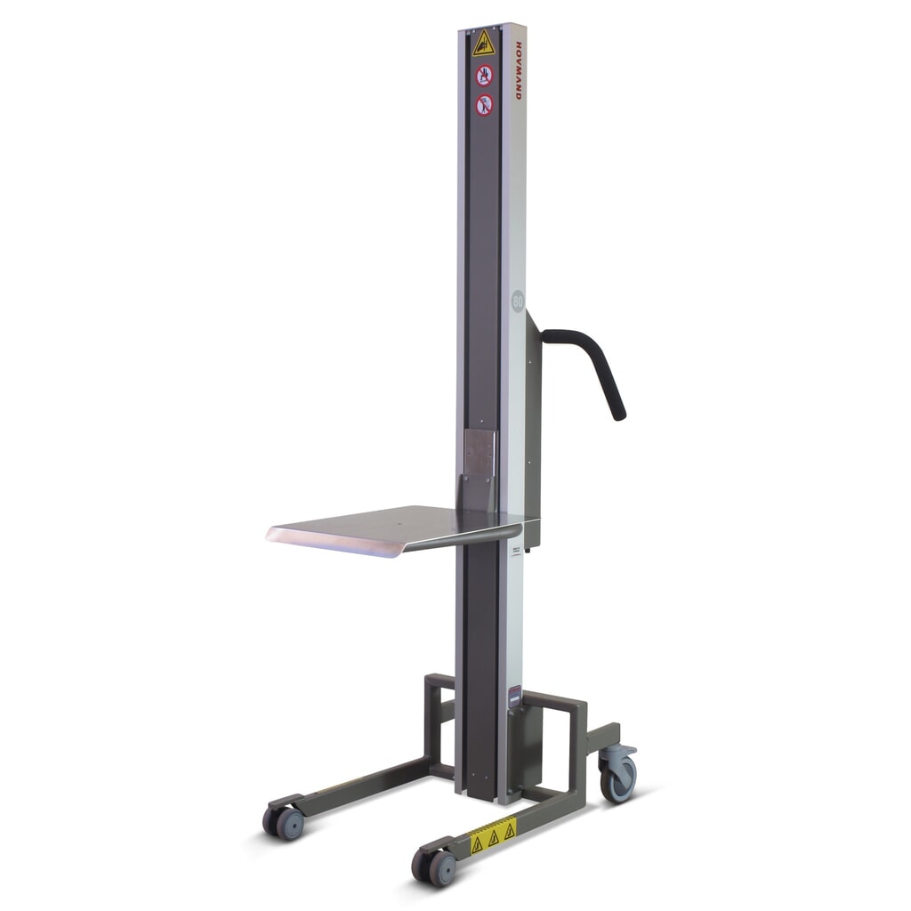 Produktabbildung: HOVMAND Hebelift mit Edelstahl-Plattform + V-Block, Hubbereich 140-1.340 mm, TK 60 kg