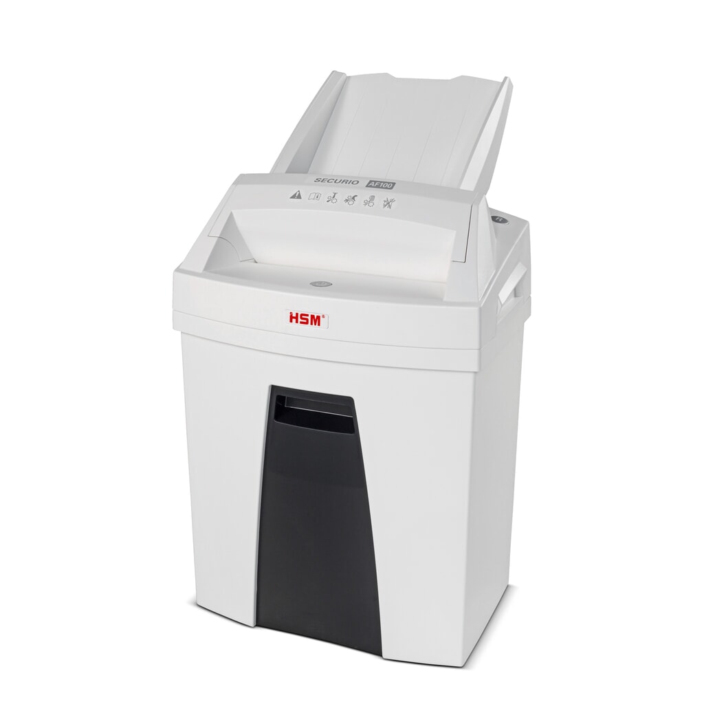 Produktabbildung: HSM® Aktenvernichter SECURIO AF100, automatischer Papiereinzug, Partikelschnitt 4 x 25 mm