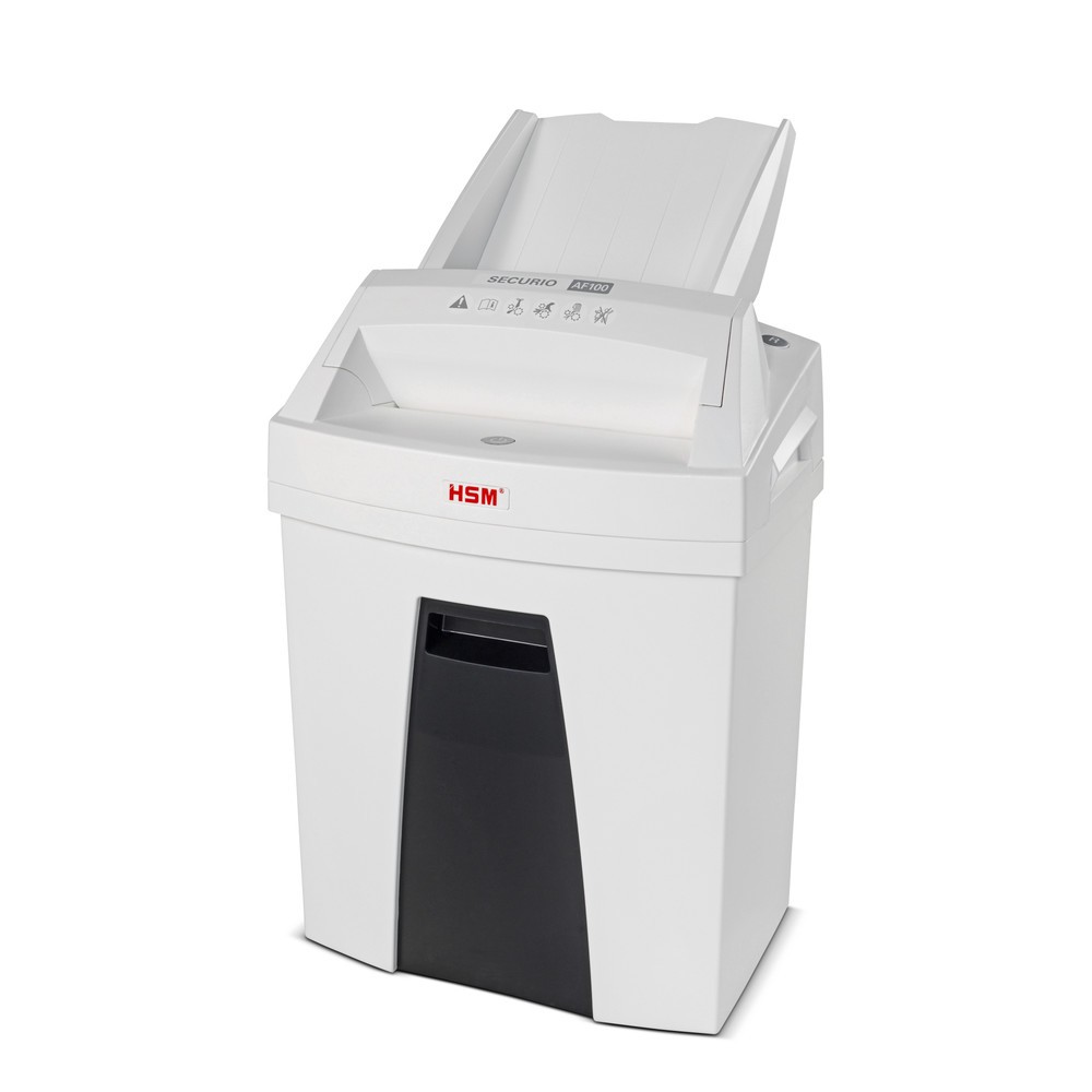 Product afbeelding: HSM papiervernietiger SECURIO AF100, automatisch intrekmechanisme voor papier, snijdt snippers van 4 x 25 mm