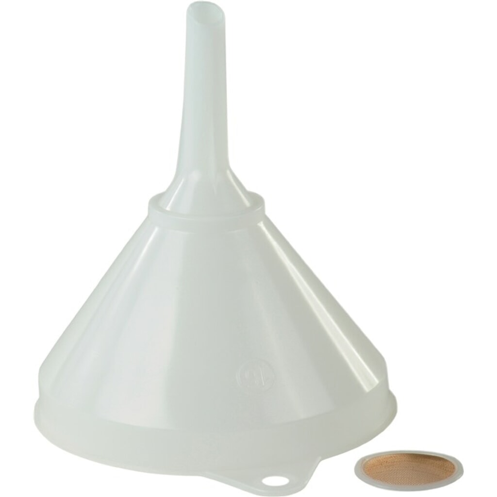 HÜNERSDORFF Trichter D.168/17mm H.199mm HD-Polyethylen natur m.Sieb Produktabbildung: HÜNERSDORFF Trichter D.168/17mm H.199mm HD-Polyethylen natur m.Sieb