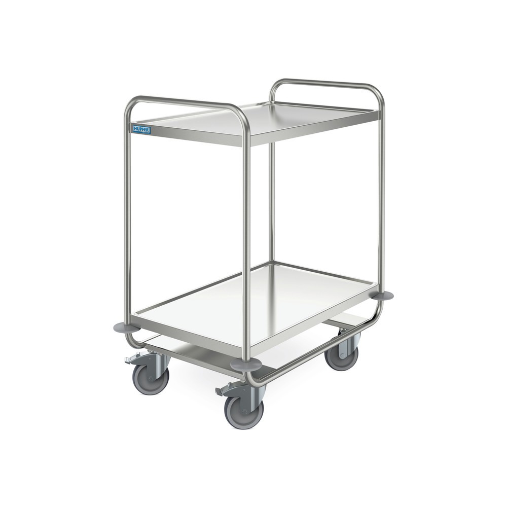 Produktabbildung: HUPFER® Schwerer Servierwagen aus Edelstahl, 2 Etagen à 800 x 500 mm