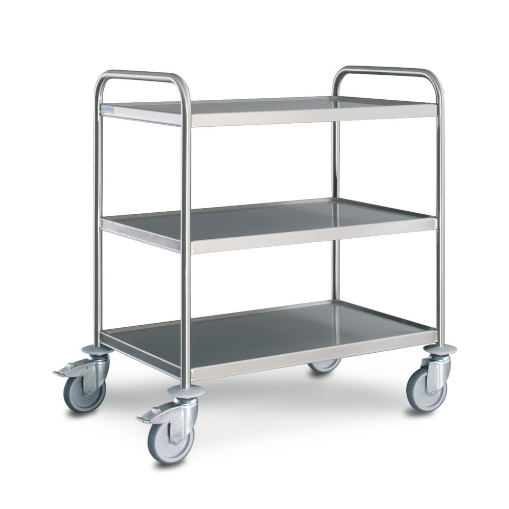 Produktabbildung: HUPFER® Servierwagen aus Edelstahl, 3 Etagen à 800 x 500 mm