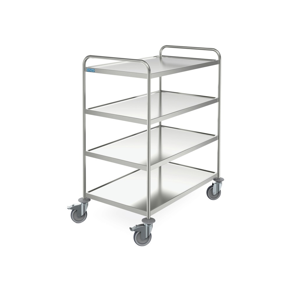 Produktabbildung: HUPFER® Servierwagen aus Edelstahl, 4 Etagen à 1.000 x 600 mm