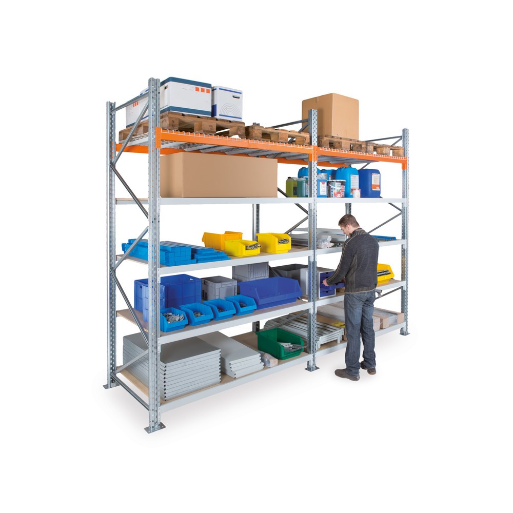Číslo obrázka výrobku 5: Hybridný regál ManOrga, široký a paletový regál, nadstavbové pole, v × š × h 4 500 × 1 825 × 1 100 mm