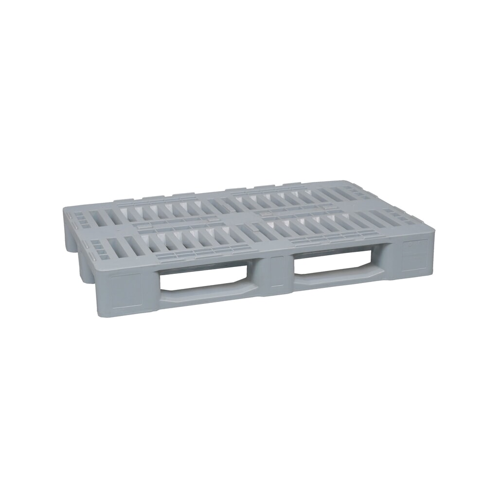 Produktabbildung: Hygiene-Kunststoff-Palette H1, statische Tragkraft 5.000 kg, LxB 1.200 x 800 mm, 3 Kufen, grau