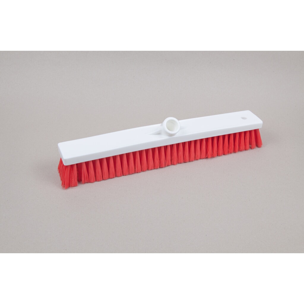 Hygiene-Saalbesen, Kunststoff, dt. Gewinde, Polyesterborsten 0.25, weich, 450 mm, rot Produktabbildung: Hygiene-Saalbesen, Kunststoff, dt. Gewinde, Polyesterborsten 0.25, weich, 450 mm, rot
