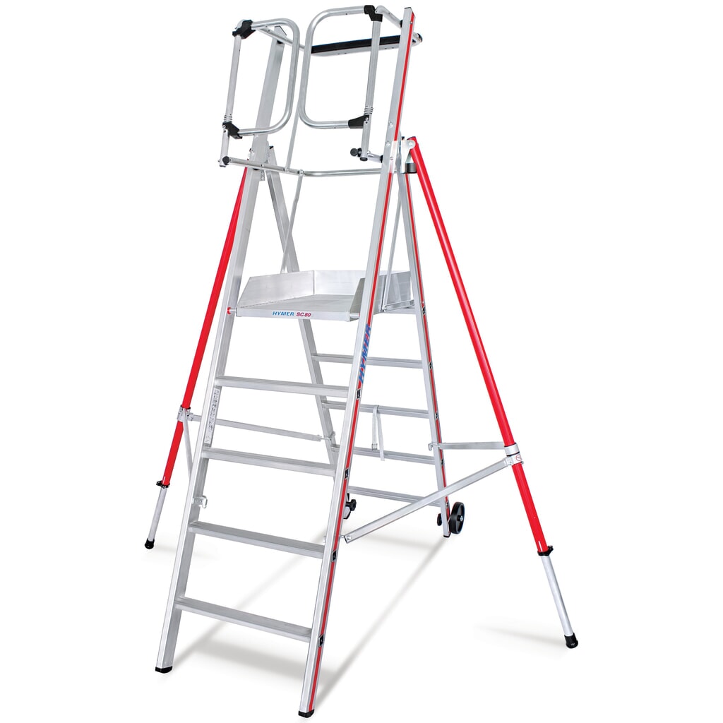 HYMER Plattformleiter, fahr- und klappbar, Standhöhe 0,93 m Produktabbildung: HYMER Plattformleiter, fahr- und klappbar, Standhöhe 0,93 m