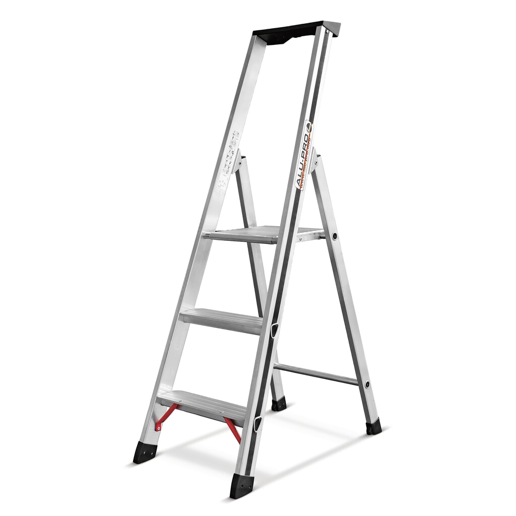 Produktabbildung: HYMER Stufen-Stehleiter Alu-Pro, 1-seitig begehbar, Standhöhe 0,65 m