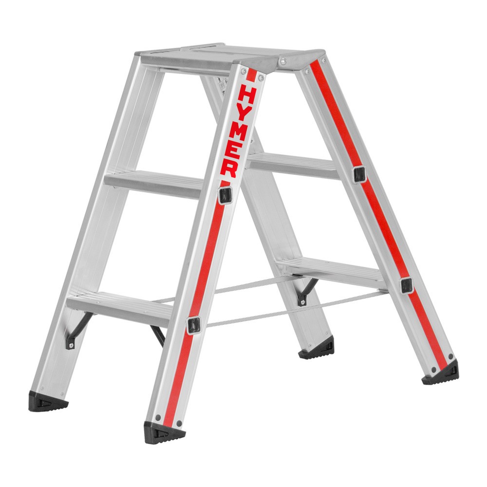 Produktabbildung Nr. 1: HYMER Stufenstehleiter, beidseitig, 2×3 Sprossen, Standhöhe 0,22 m