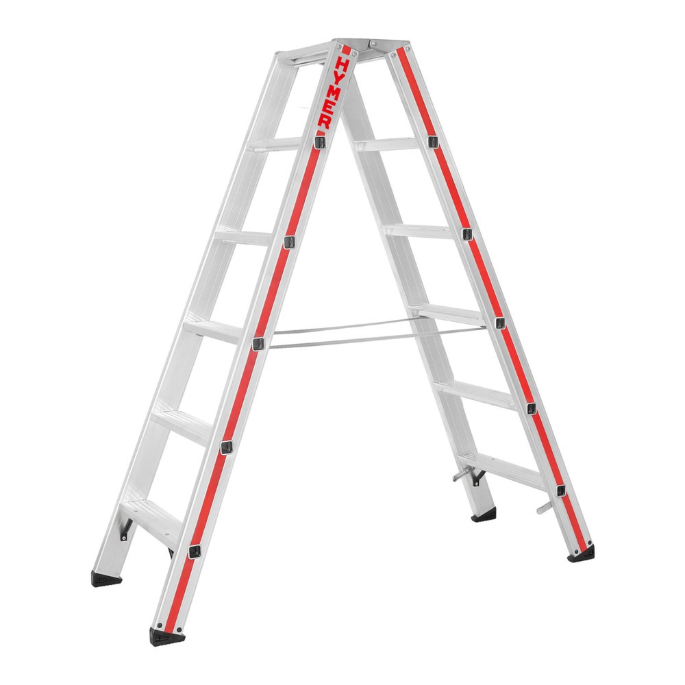 Produktabbildung Nr. 1: HYMER Stufenstehleiter, beidseitig, 2×6 Sprossen, Standhöhe 0,92 m
