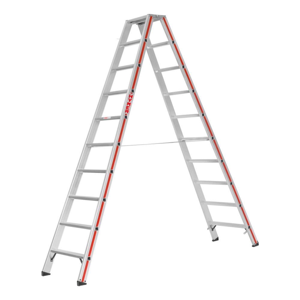 Produktabbildung Nr. 1: HYMER Stufenstehleiter, beidseitig, 2×10 Sprossen, Standhöhe 1,85 m