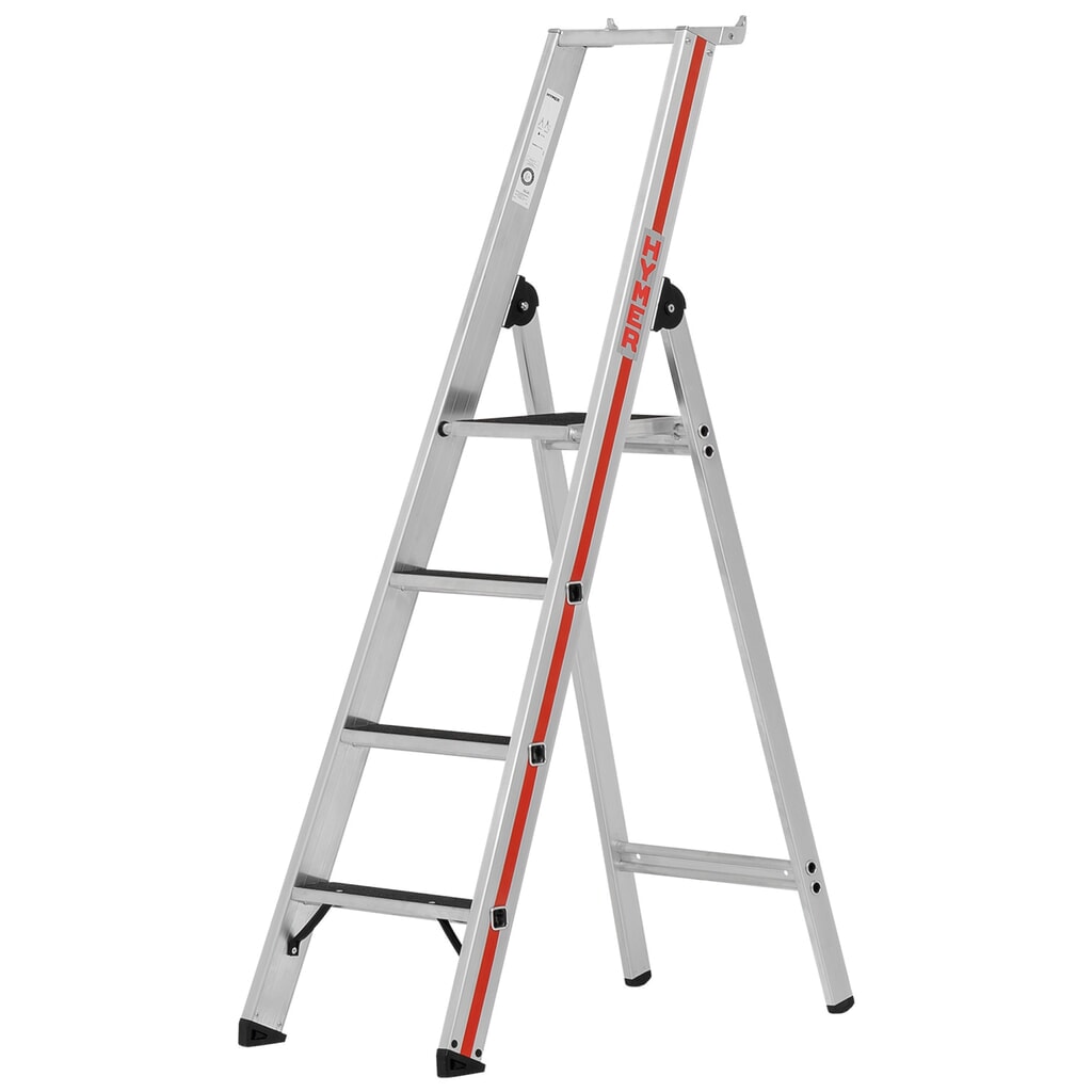 Produktabbildung: HYMER Stufenstehleiter, R13-Beschichtung, mit Plattform, Standhöhe 0,93 m, 4 Sprossen