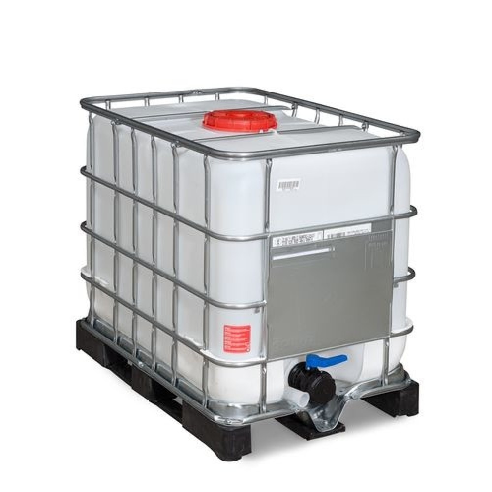 Produktabbildung: IBC, Gefahrgut-Ausführung, PE-Palette, 600 l, Öffnung NW225, Auslauf NW80