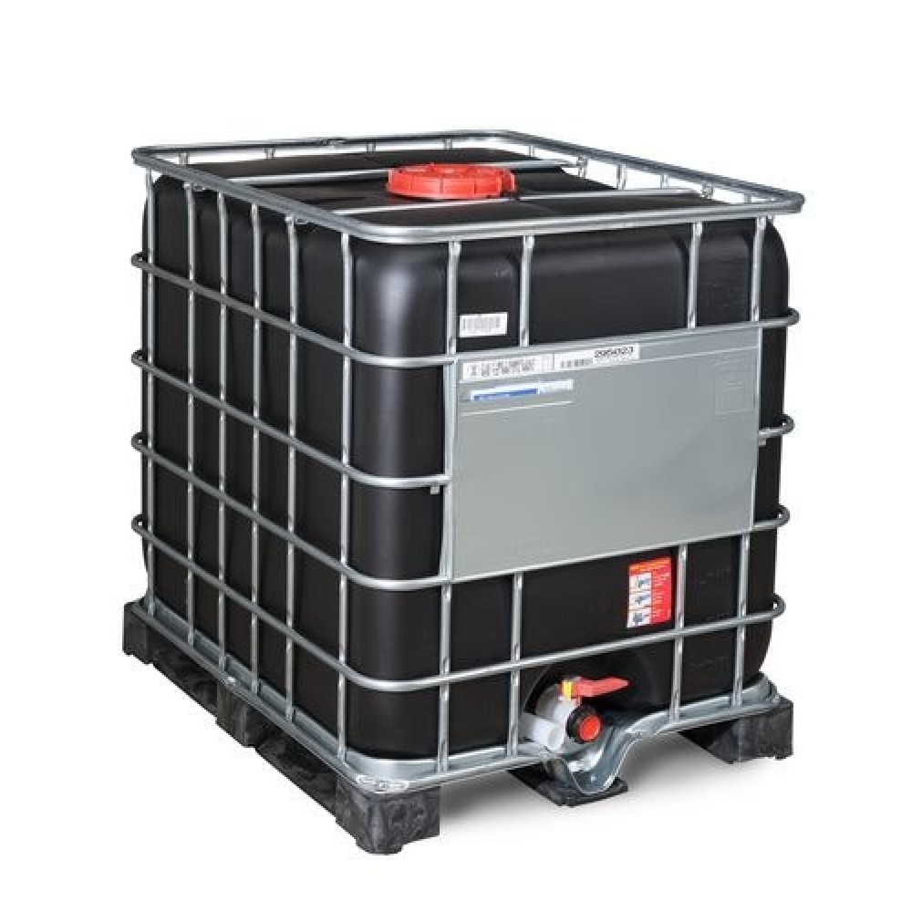 Produktabbildung: IBC, Gefahrgut-Ausführung, PE-Palette, 1.000 l, Öffnung NW225, Auslauf NW50, UV-Schutz