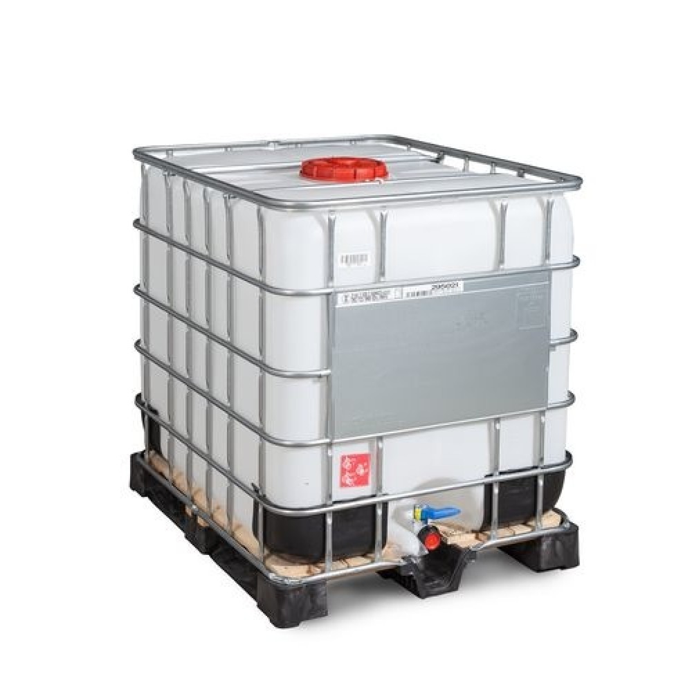 Produktabbildung: IBC, Gefahrgut-Ausführung, Holz-Palette, 1.000 l, Öffnung NW225, Auslauf NW50