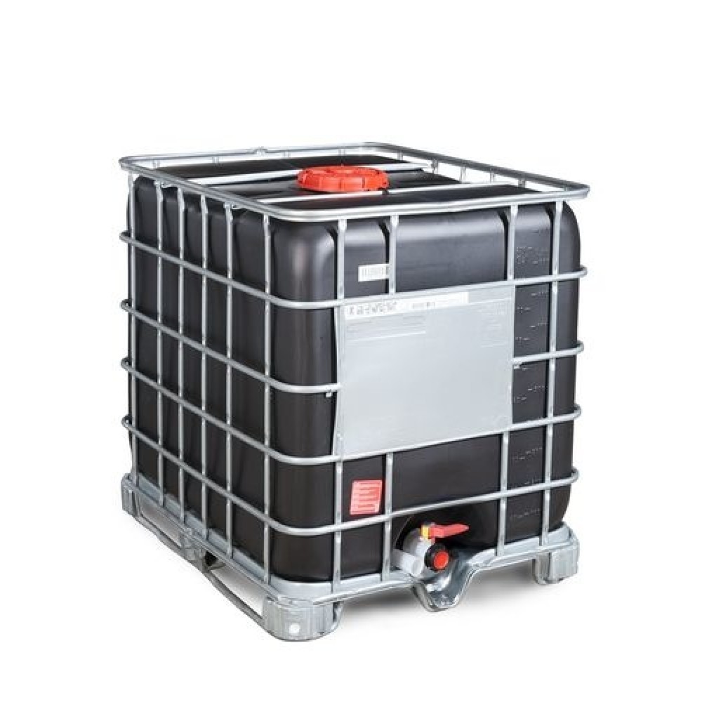 Product afbeelding: IBC Recobulk, uitvoering voor gevaarlijke stoffen, pallet met stalen sledes, 1.000 liter, opening NW225, uitloop NW50, UV-bescherming