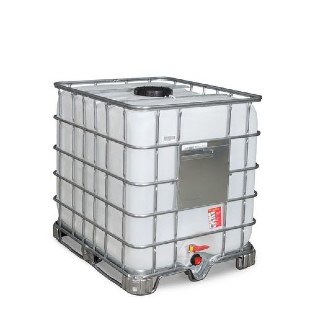 Produktabbildung: IBC, Stahlkufen, 1.000 l, Öffnung NW225, Auslauf NW50
