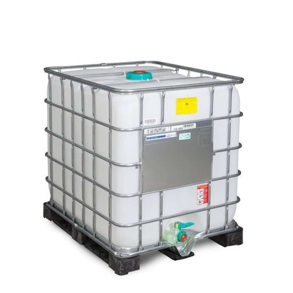 Product afbeelding: IBC, uitvoering voor gevaarlijke en explosieve stoffen, pallet van PE, 1.000 liter, opening NW150, uitloop NW50